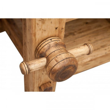 Comoda TV Dolce Toscana, model banc tamplar natur antik lemn tei, 120 x 65 x 45 cm - Img 6