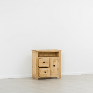 Comoda TV Rustic Floare de Colt cu 1 usa si 2 sertare din Lemn masiv 84 x 42 x 89 cm - Img 3