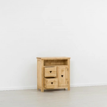 Comoda TV Rustic Floare de Colt cu 1 usa si 2 sertare din Lemn masiv 84 x 42 x 89 cm - Img 3