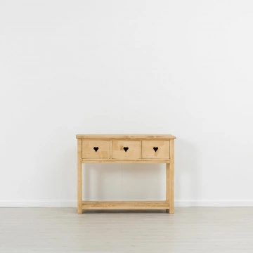 Consola Rustic Floare de Colt cu 3 sertare, Lemn masiv 114 x 42 x 89 cm - Img 3