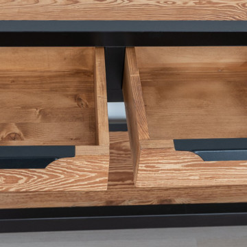 Consola Rustic Loft 3 sertare, Lemn masiv rustic, 119 x 35 x 75 cm - Img 7