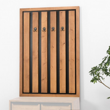 Cuier Lemn masiv Mexicana, 4 agatatori duble, 100 x 4 x 155 cm - Img 1