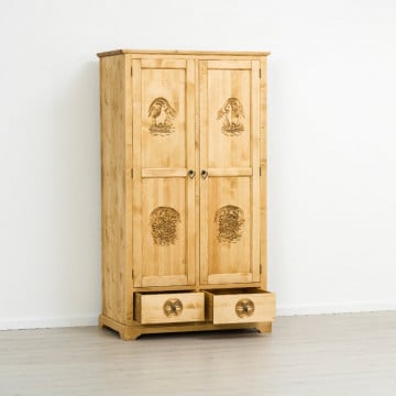 Dulap 2 usi si 2 sertare Ursul Carpatin, Lemn masiv rustic, 110 x 65 x 200 cm - Img 3