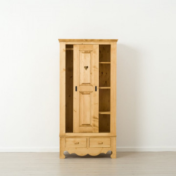Dulap Cabana cu 2 usi culisante 2 sertare, Lemn masiv rustic, 95 x 57 x 190 cm - Img 4