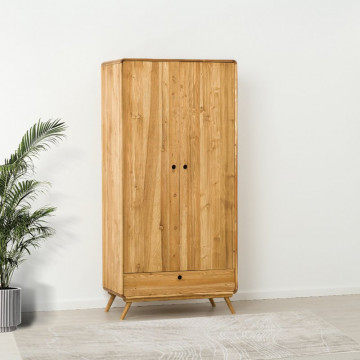 Dulap cu 2 usi 1 sertar Sahara, Lemn masiv rustic, 95 x 55 x 200 cm - Img 1