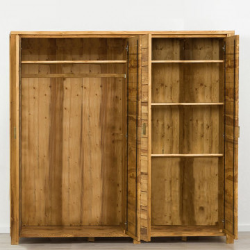 Dulap cu 4 usi Colibri, Lemn masiv rustic, 227 x 60 x 200 cm - Img 2