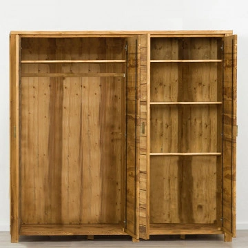 Dulap cu 4 usi Colibri, Lemn masiv rustic, 227 x 60 x 200 cm - Img 2