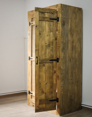 Dulap de haine Equator, 2 usi, lemn masiv pin, 100 x 56 x 200 cm - Img 5