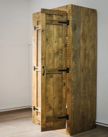 Dulap de haine Equator, 2 usi, lemn masiv pin, 100 x 56 x 200 cm - Img 5