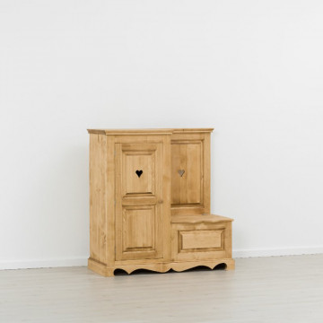 Dulap hol Cabana 1 usa si cufar lemn masiv rustic, 121 x 55 x 125 cm - Img 4