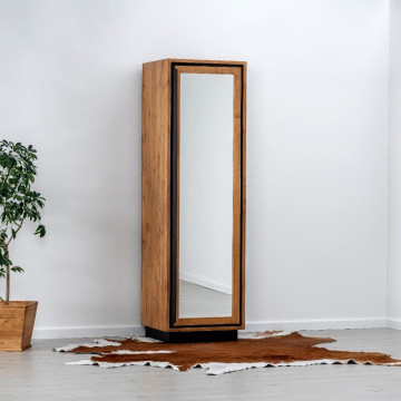 Dulap Lemn masiv Mexicana, 1 usa cu oglinda, 60 x 55 x 200 cm