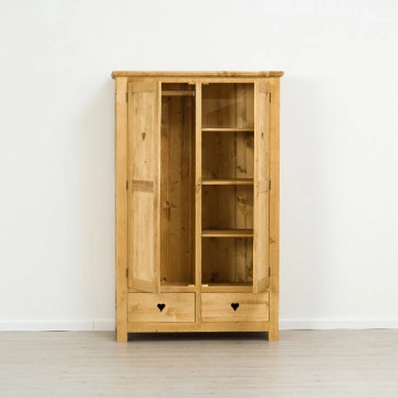 Dulap Rustic Floare de Colt cu 2 usi si 2 sertare, Lemn masiv 120 x 58 x 190 cm - Img 2