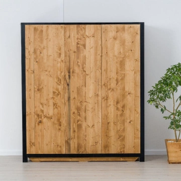Dulap Rustic Loft 3 usi culisante, Lemn masiv rustic, 175 x 55 x 200 cm - Img 4