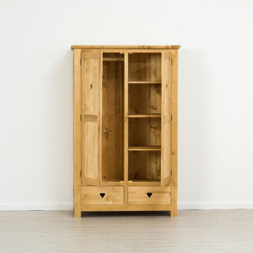 Dulap Rustic Love 2 usi si 2 sertare, Lemn masiv rustic, 120 x 58 x 190 cm - Img 2