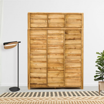 Dulap suspendat cu 3 usi Colibri, Lemn masiv rustic, 171 x 60 x 50 cm - Img 2