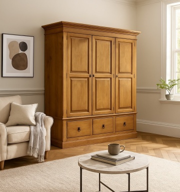 Dulap Valence, lemn masiv, 3 usi si 3 sertare Inka Flaveur, 186 x 60 x 205 cm - Img 1