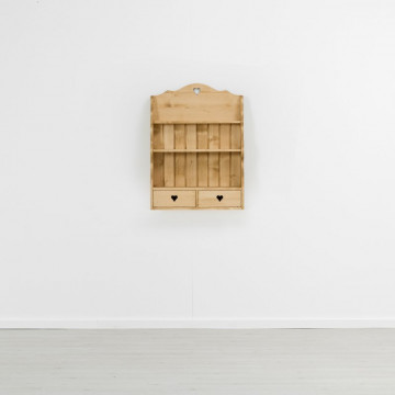 Etajera cu 2 sertare Cabana lemn masiv rustic, 70 x 24 x 95 cm - Img 2