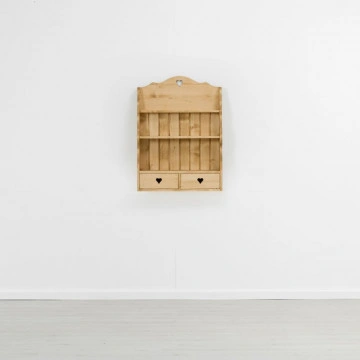 Etajera cu 2 sertare Cabana lemn masiv rustic, 70 x 24 x 95 cm - Img 2