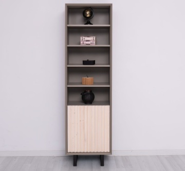 Etajera / Dulapior ingust Pianno, 1 usa si 4 rafturi, lemn masiv + mdf, 57 x 40 x 200 cm - Img 2