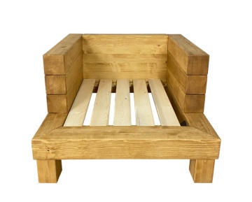 Fotoliu Rustic Cabana lemn masiv, cu tapiterie, 94 x 91 x 63 cm - Img 5