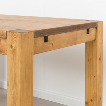 Masa cu 2 extensii laterale Ecuador, Lemn masiv rustic, 140/180/220 x 90 x 78 cm - Img 5