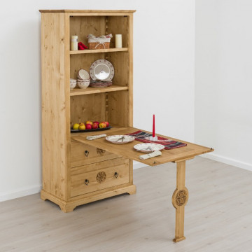 Masa de cioban 1 usa si 2 sertare Rustic Chalet, Lemn masiv rustic, 90 x 50 x 200 cm - Img 5