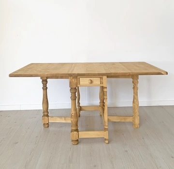 Masa rustica plianta, cu 1 sertar Nadia, lemn masiv, 90/164 x 54 x 76 cm