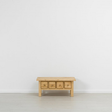 Masuta de cafea Cabana cu 4 sertare, Lemn masiv rustic, 100 x 60 x 45 cm - Img 3