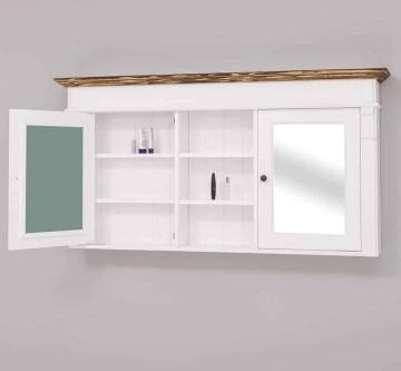 Mobilier baie suspendat, doua usi cu oglinda lemn masiv, 154 x 22.5 x 80 cm - Img 3