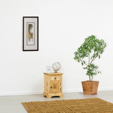 Noptiera 1 usa si 1 sertar Ursul Carpatin, Lemn masiv rustic, 42 x 35 x 60 cm - Img 2