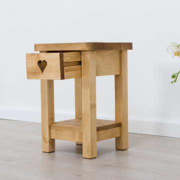 Noptiera Cabana cu 1 sertar si nisa lemn masiv rustic, 30 x 30 x 45 cm - Img 2
