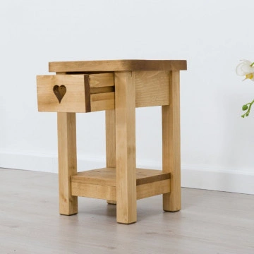 Noptiera Cabana cu 1 sertar si nisa lemn masiv rustic, 30 x 30 x 45 cm - Img 2