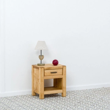Noptiera cu 1 sertar Ecuador, Lemn masiv rustic, 45 x 35 x 50 cm