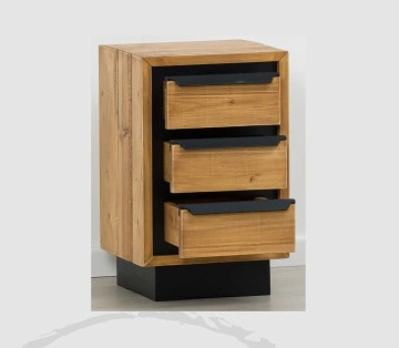 Noptiera Lemn Masiv Mexicana, 3 sertare, 38 x 35 x 61 cm - Img 2