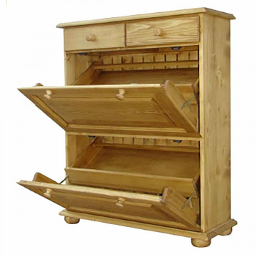 Pantofar / comoda pantofi Apuseni, 2 usi si 2 sertare, lemn masiv, 87 x 32 x 105 cm - Img 2