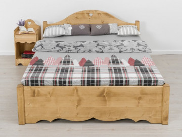 Pat Cabana cu 4 sertare, Lemn masiv rustic 90, 140, 160 sau 180 x 200 cm - Img 6