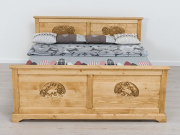 Pat lemn masiv rustic Ursul Carpatin, 140 cm, 160 cm sau 180 x 200 cm - Img 2