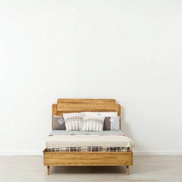 Pat lemn masiv Sahara, Lemn masiv rustic, 90 x 200 cm - Img 2
