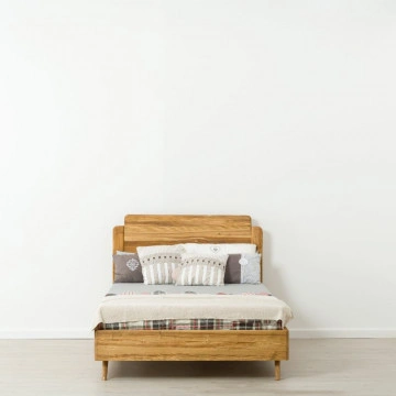 Pat lemn masiv Sahara, Lemn masiv rustic, 90 x 200 cm - Img 2