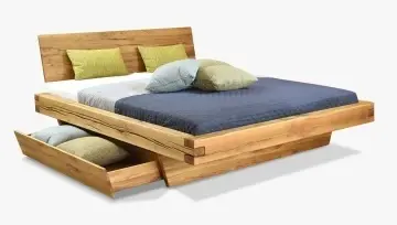 Pat lemn masiv stejar Davamon model cu sertar, 140 cm, 160 cm, 180 cm sau 200 x 200 cm - Img 2