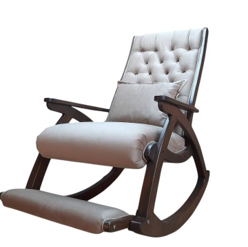 Scaun Balansoar Lemn Masiv Agapia, tapiterie catifelata Alba si cadru maro, 100 x 72 x 110 cm - Img 1