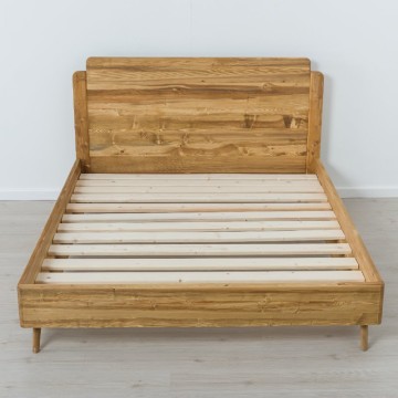 Set mobila dormitor lemn masiv Sahara, pat 140 x 200 cm, 2 noptiere si comoda, Lemn masiv rustic - Img 6