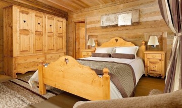 Set mobila dormitor Rustic Flame, 3 piese lemn masiv rustic - Img 1