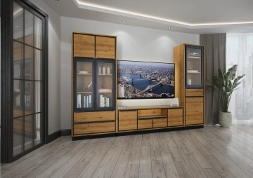 Set Mobilier Living Lemn masiv Mexicana, 3 piese, 305 x 40 x 200 cm - Img 2