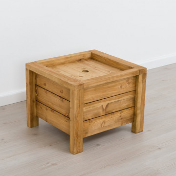 Taburet Pouf Colibri cu lada depozitare, Lemn masiv rustic, 52 x 48 x 40 cm - Img 4