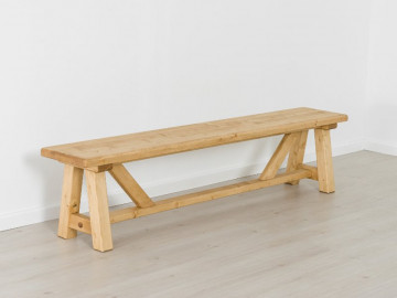 Bancuta Rustic Chalet, Lemn masiv rustic, 200 x 35 x 46 cm