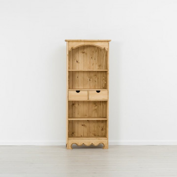 Biblioteca Cabana cu 2 sertare si 3 etajere, Lemn masiv rustic 75 x 33 x 180 cm - Img 3