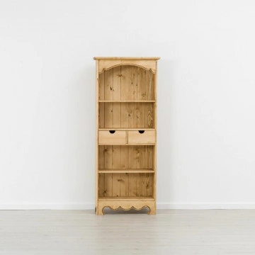 Biblioteca Cabana cu 2 sertare si 3 etajere, Lemn masiv rustic 75 x 33 x 180 cm - Img 3