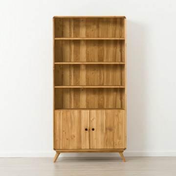 Biblioteca cu 2 usi 3 etajere Sahara, Lemn masiv rustic, 100 x 40 x 200 cm - Img 2