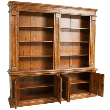 Biblioteca Dolce Toscana lemn masiv de tei, nuc antik, 230 x 47 x 235 cm - Img 5